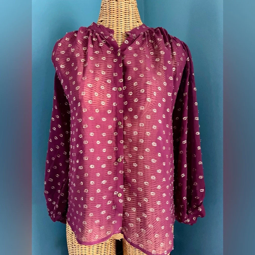 Anthropologie Moulinette Soeurs Foil Print Button Down Blouse. Size Small